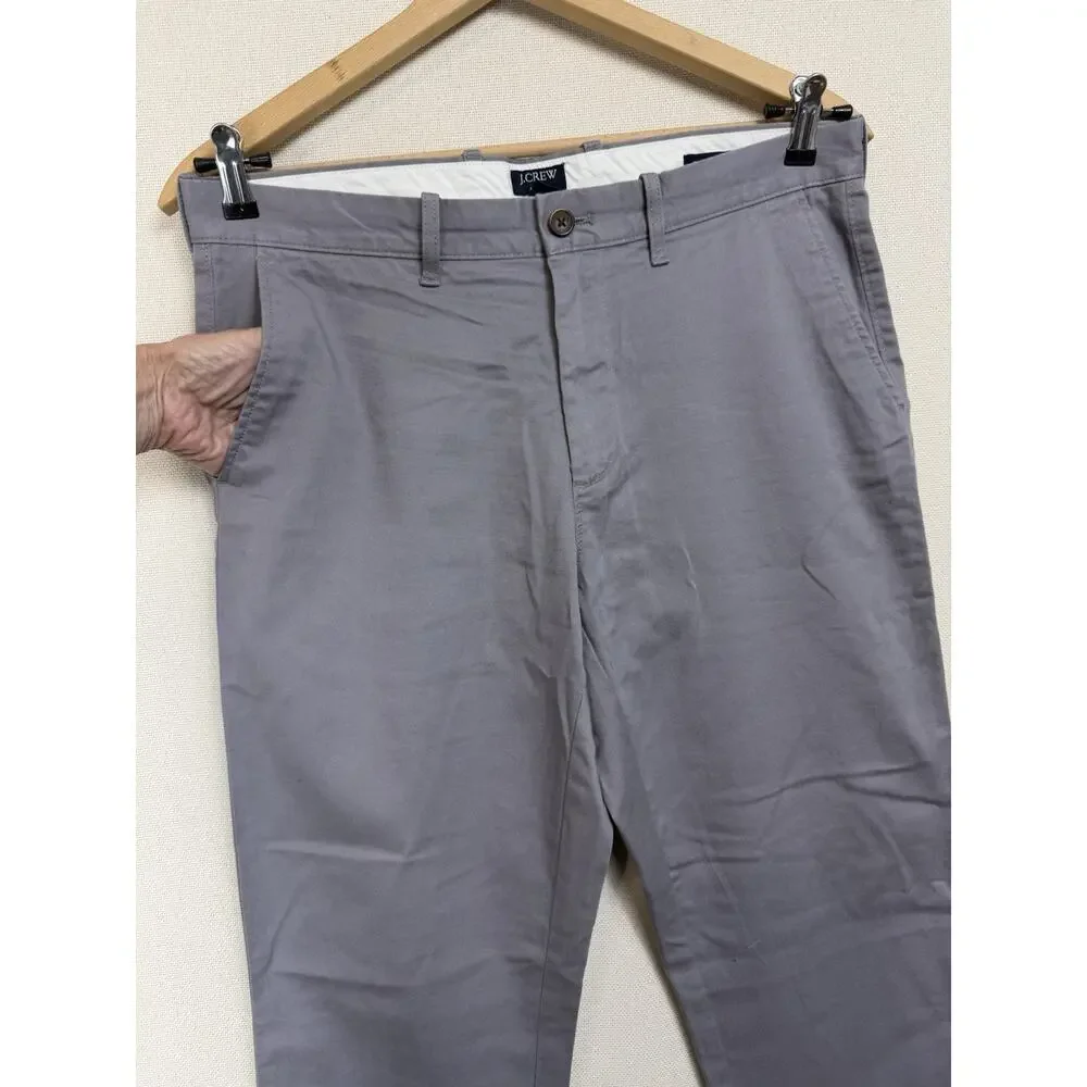 J Crew Mens Pants 33x32‎ Straight Gray Flex Chino Stretch Pockets Casual Cotton